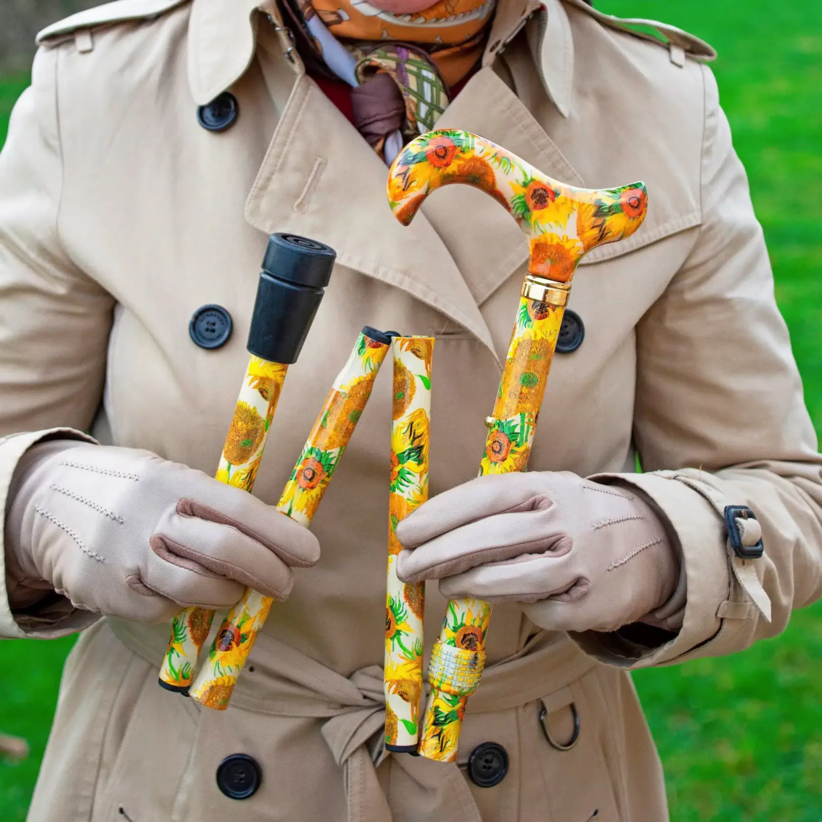 wandelstok inklapbaar zonnebloemen