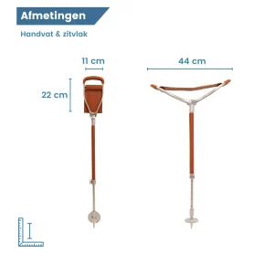 wandelstok met zitje bruin leer extra brede zitting