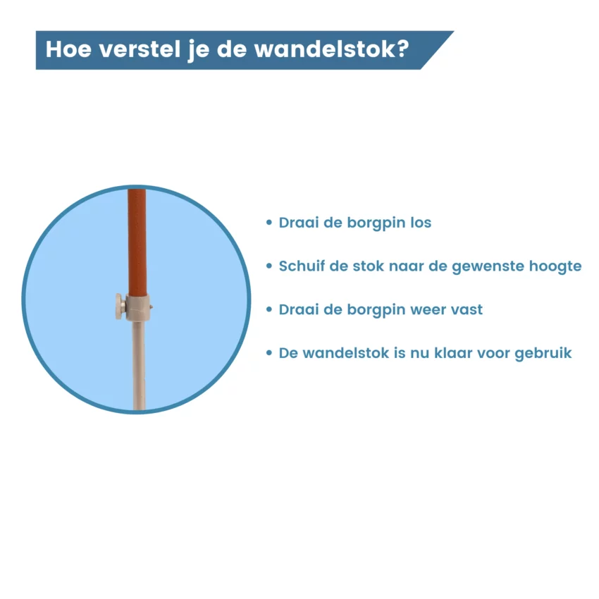 wandelstok borgsysteem verstellen