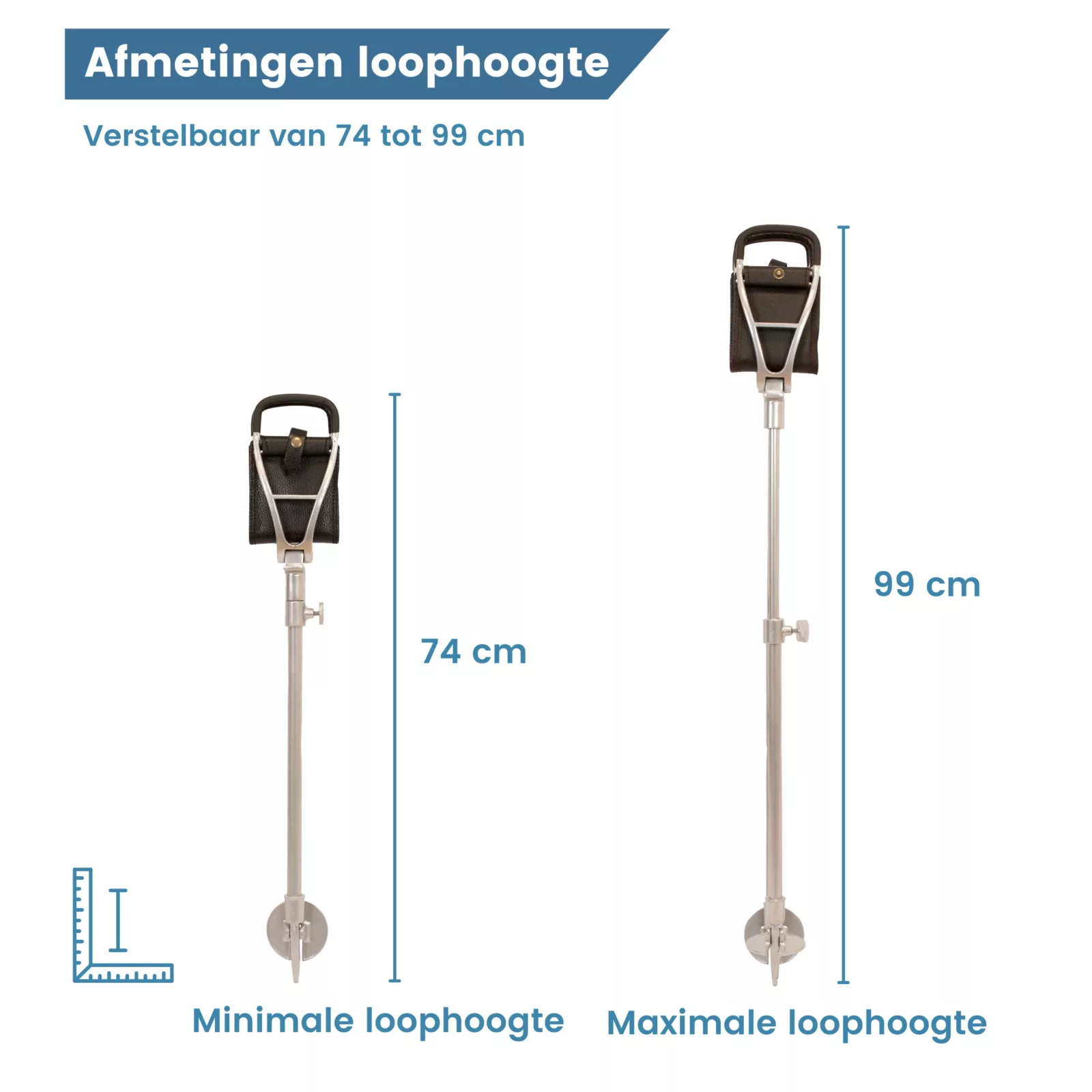 wandelstok met zitje polo bruin loophoogte