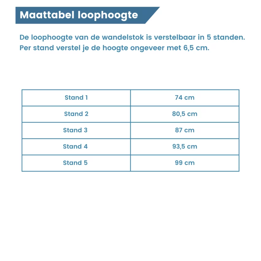 standen loophoogte wandelstok met zitje