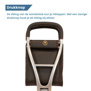 sluiting van bruine zitting van leer wandelstok
