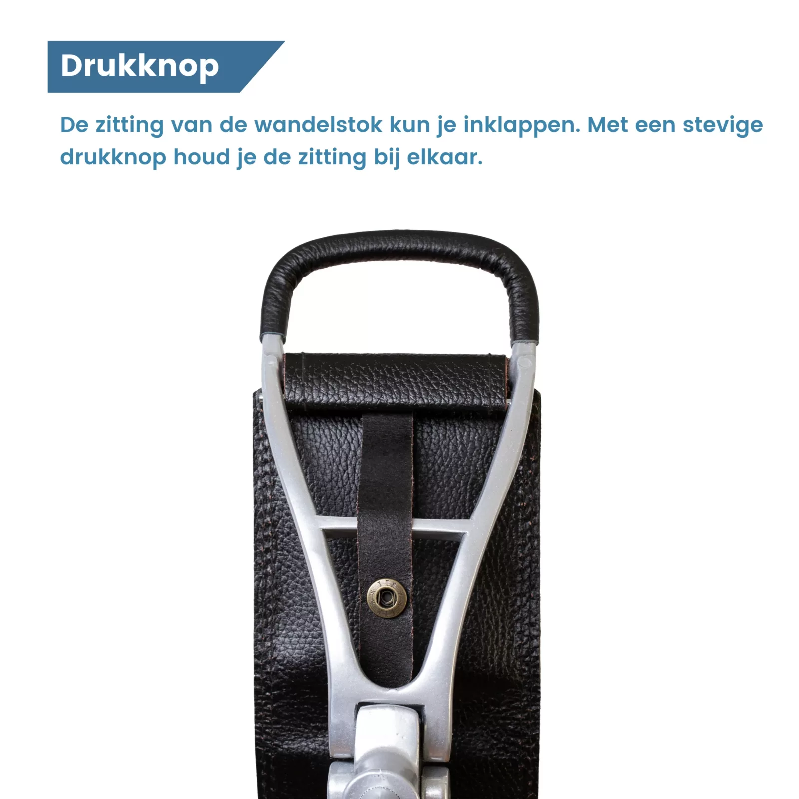 wandelstok met zitje drukknop sluiting