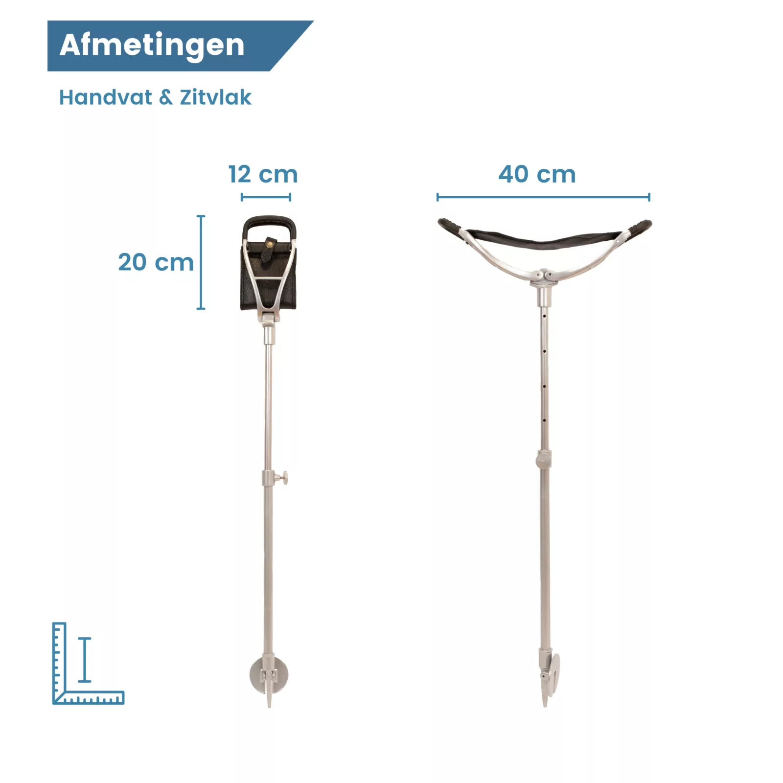 zwart zitje bij zitstok afmetingen