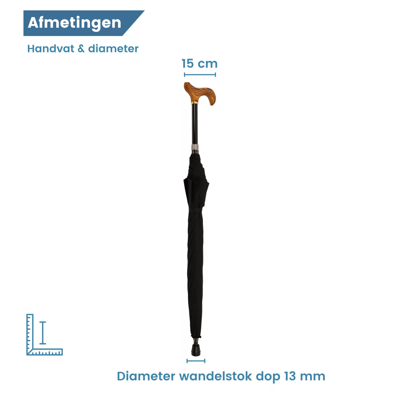 diameter van wandelstok met paraplu