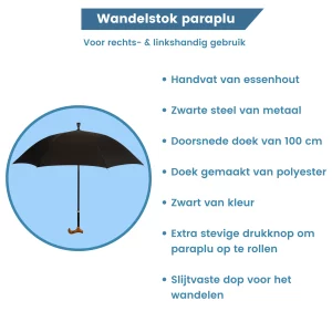 verstelbare wandelstok paraplu extra info