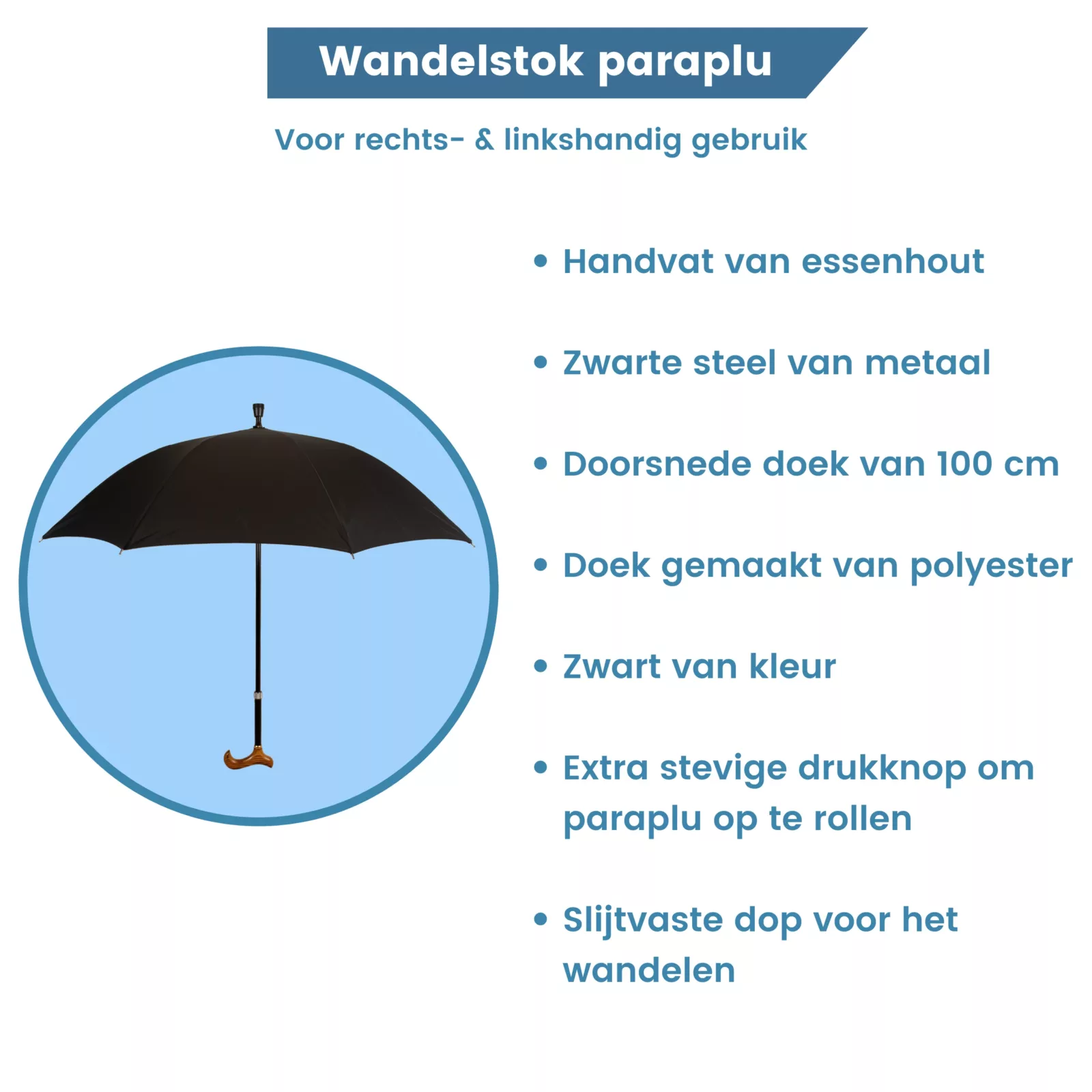 verstelbare wandelstok paraplu extra info
