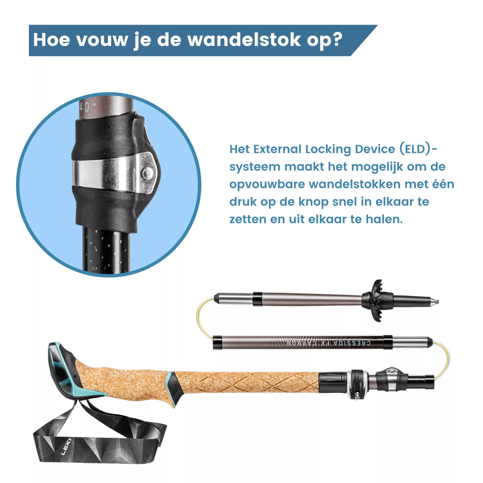 hoe vouw je de wandelstok op
