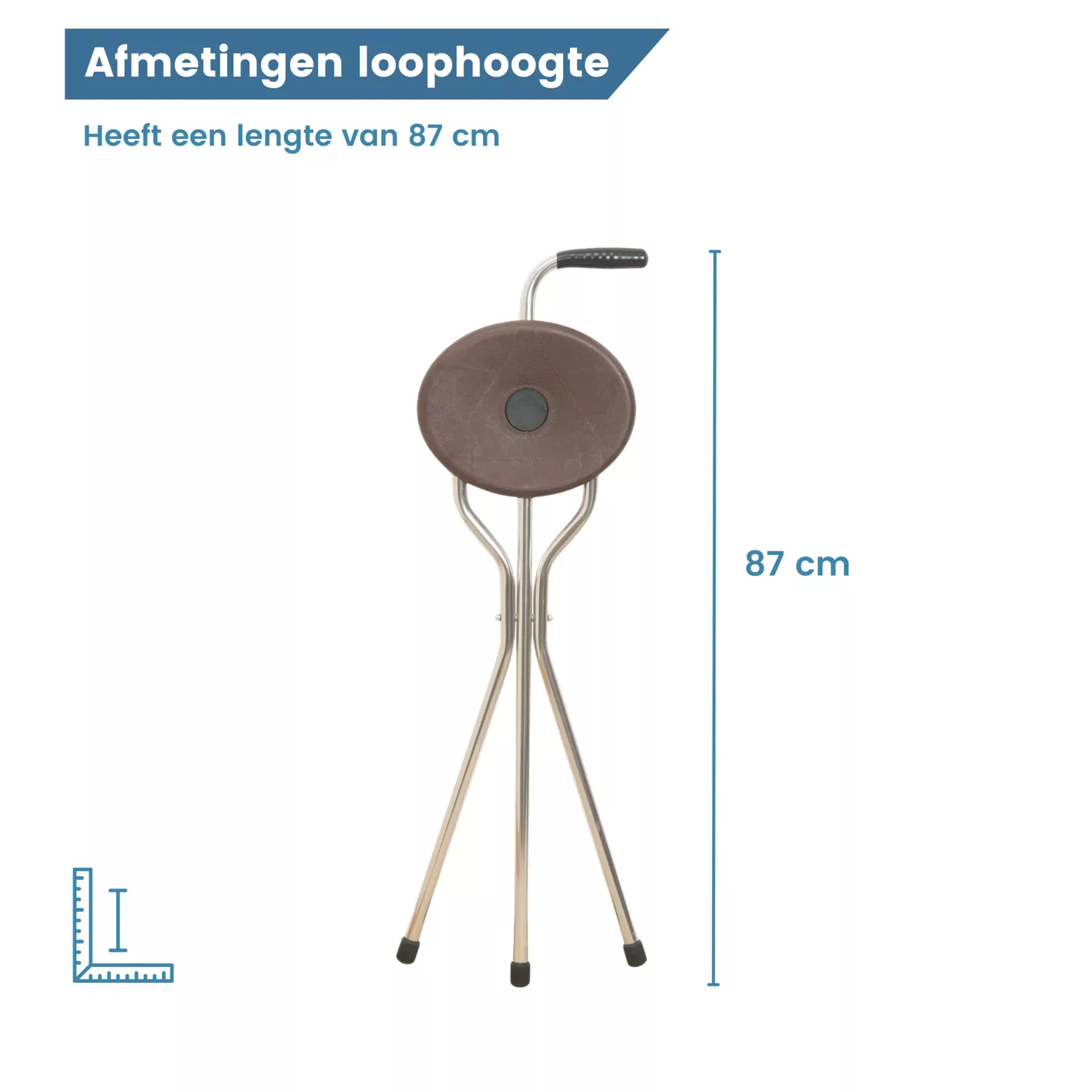 garcia wandelstok met zit driepoot trio maxi bruin afmetingen