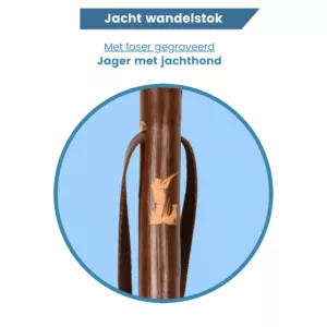 gastrock jachtstok jager met jachthond kastanjehout logo