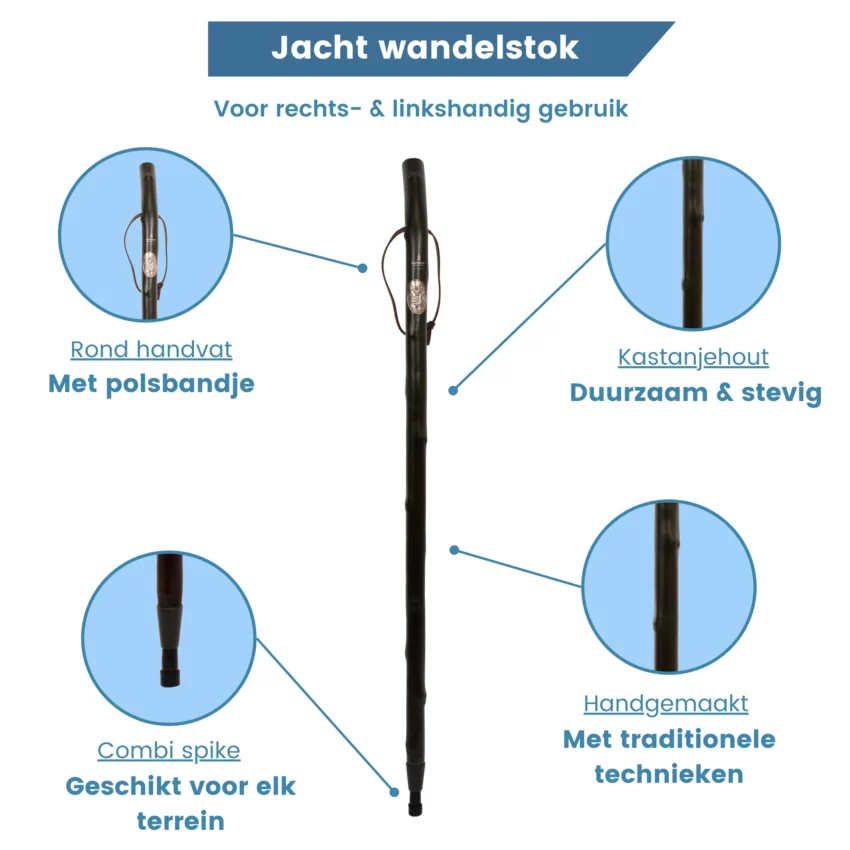 jachtstok van kastanjehout olijfgroen ups