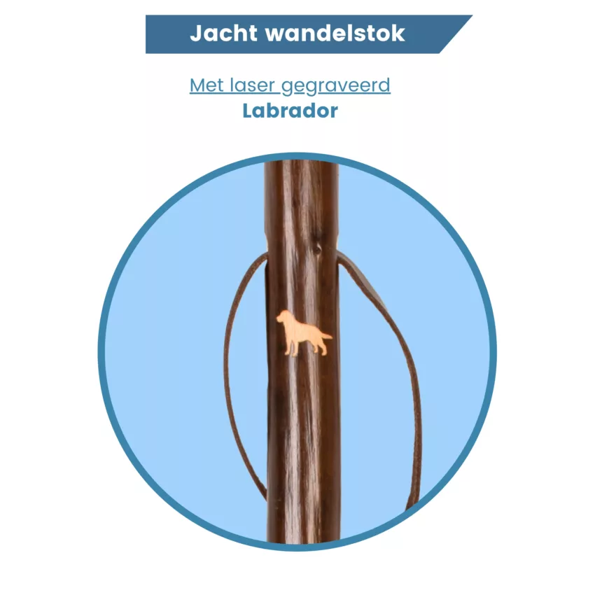 gastrock jachtstok labrador retriever kastanjehout logo