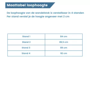 gastrock opvouwbare flipstick zwart maattabel
