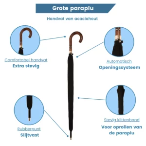 grote paraplu handvat acaciahout