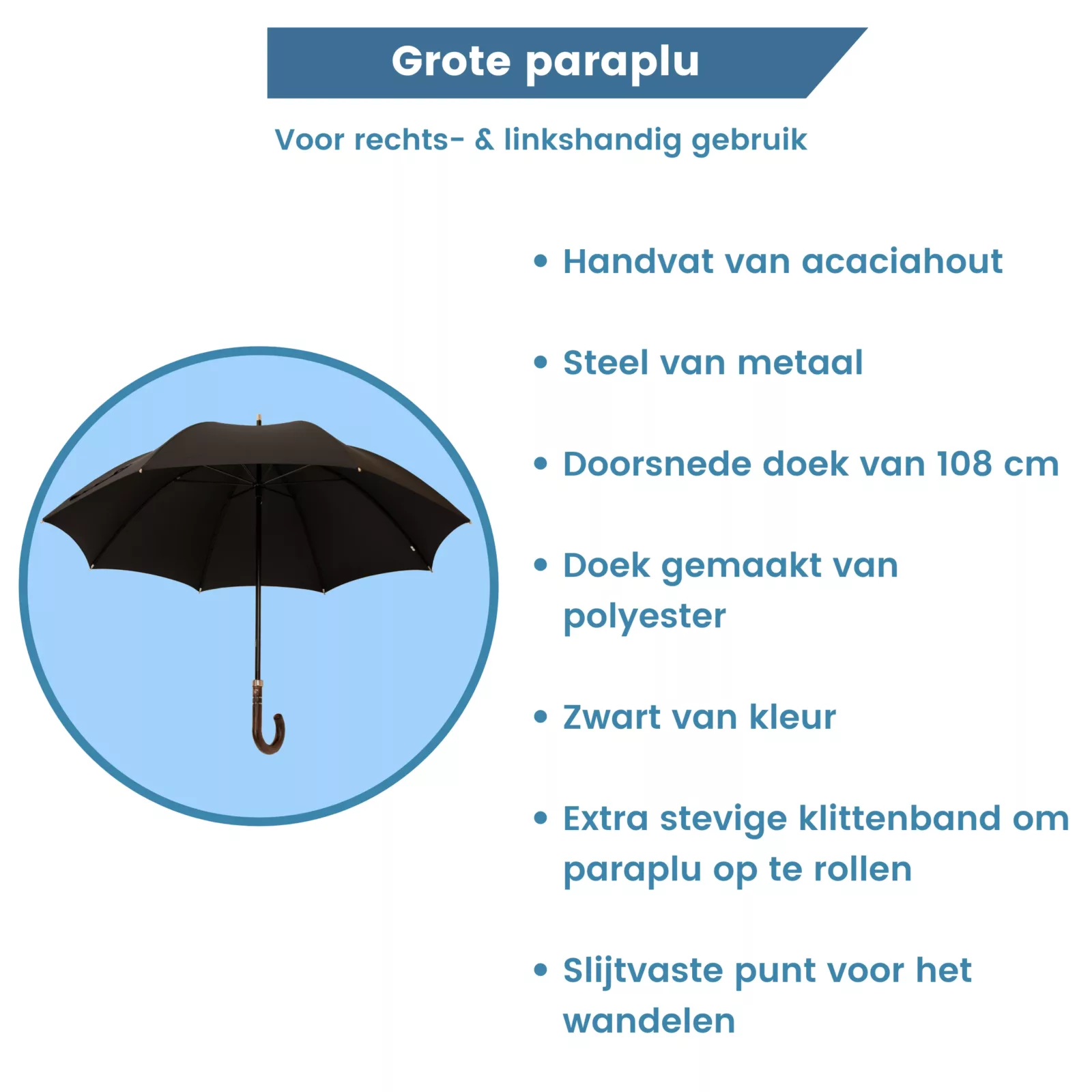 informatie paraplu acaciahout handvat