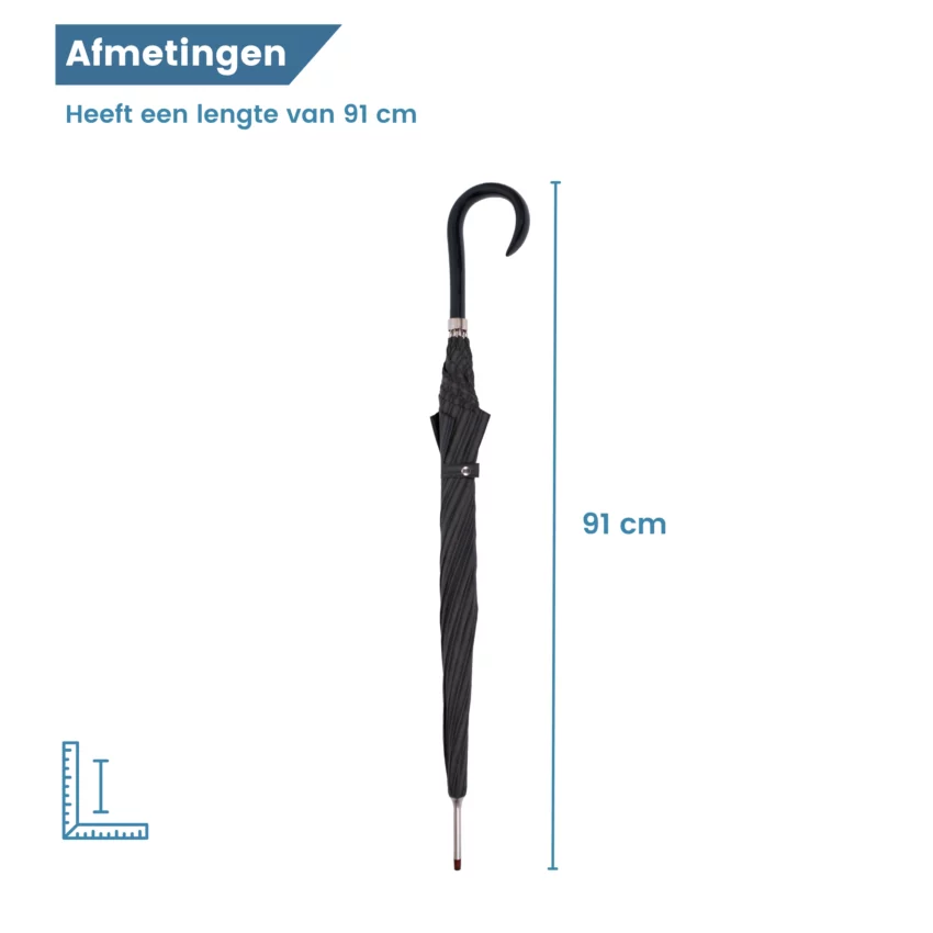 afmetingen paraplu Italiaanse satijn stof donkergrijs