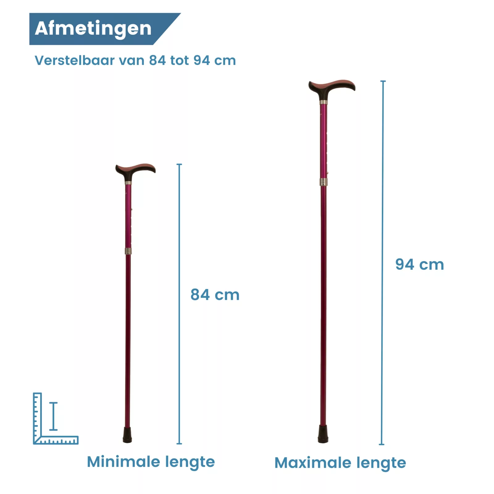 afmetingen uitschuifbare wandelstok