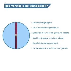 verstellen wandelstok bordeauxrood