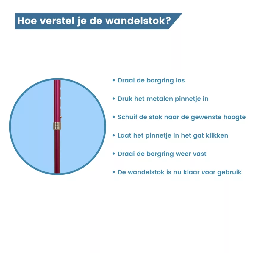 verstellen wandelstok bordeauxrood