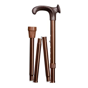 wandelstok ergonomisch opvouwbaar brons met relax grip links