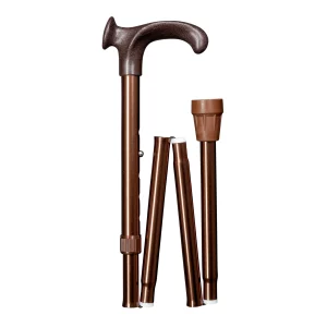 wandelstok ergonomisch opvouwbaar brons met relax grip rechts