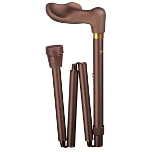 wandelstok ergonomisch opvouwbaar brons soft touch links handvat
