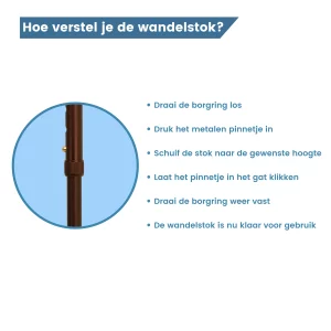 uitleg verstellen wandelstok