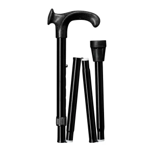 wandelstok ergonomisch opvouwbaar zwart met relax grip rechts