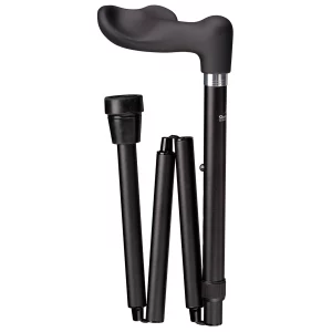 wandelstok ergonomisch opvouwbaar zwart soft touch links