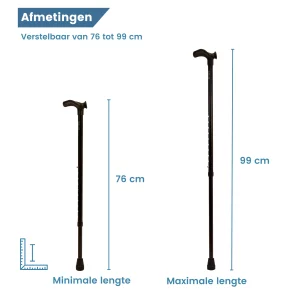 afmetingen wandelstok ergonomisch relax grip