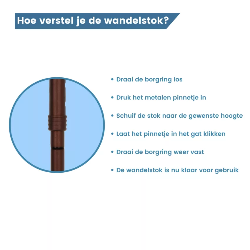 wandelstok opvouwbaar brons en zwart handvat aluminium