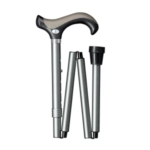 wandelstok opvouwbaar zilver opgevouwen zonder clip