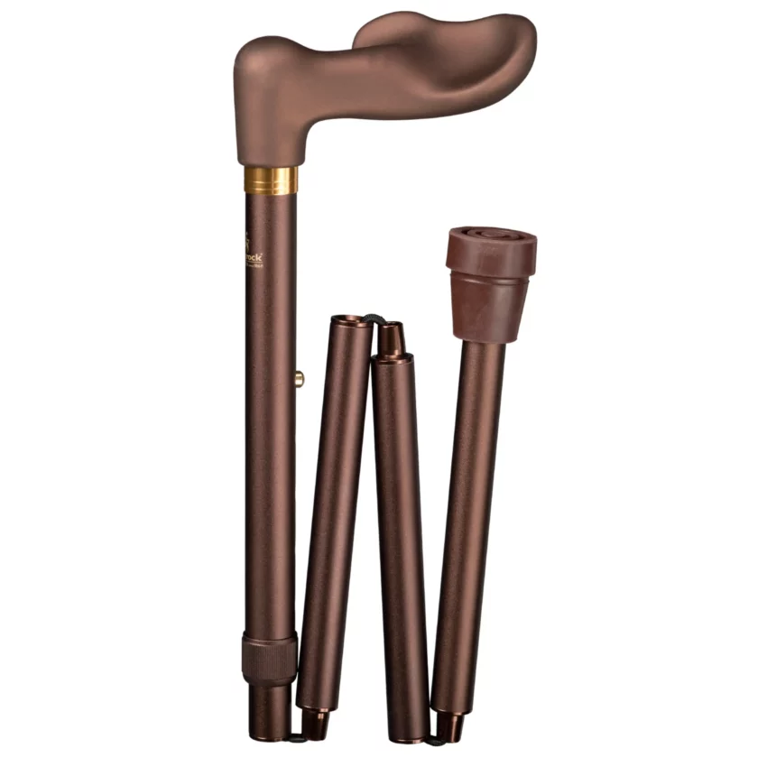 wandelstok ergonomisch opvouwbaar brons soft touch rechts
