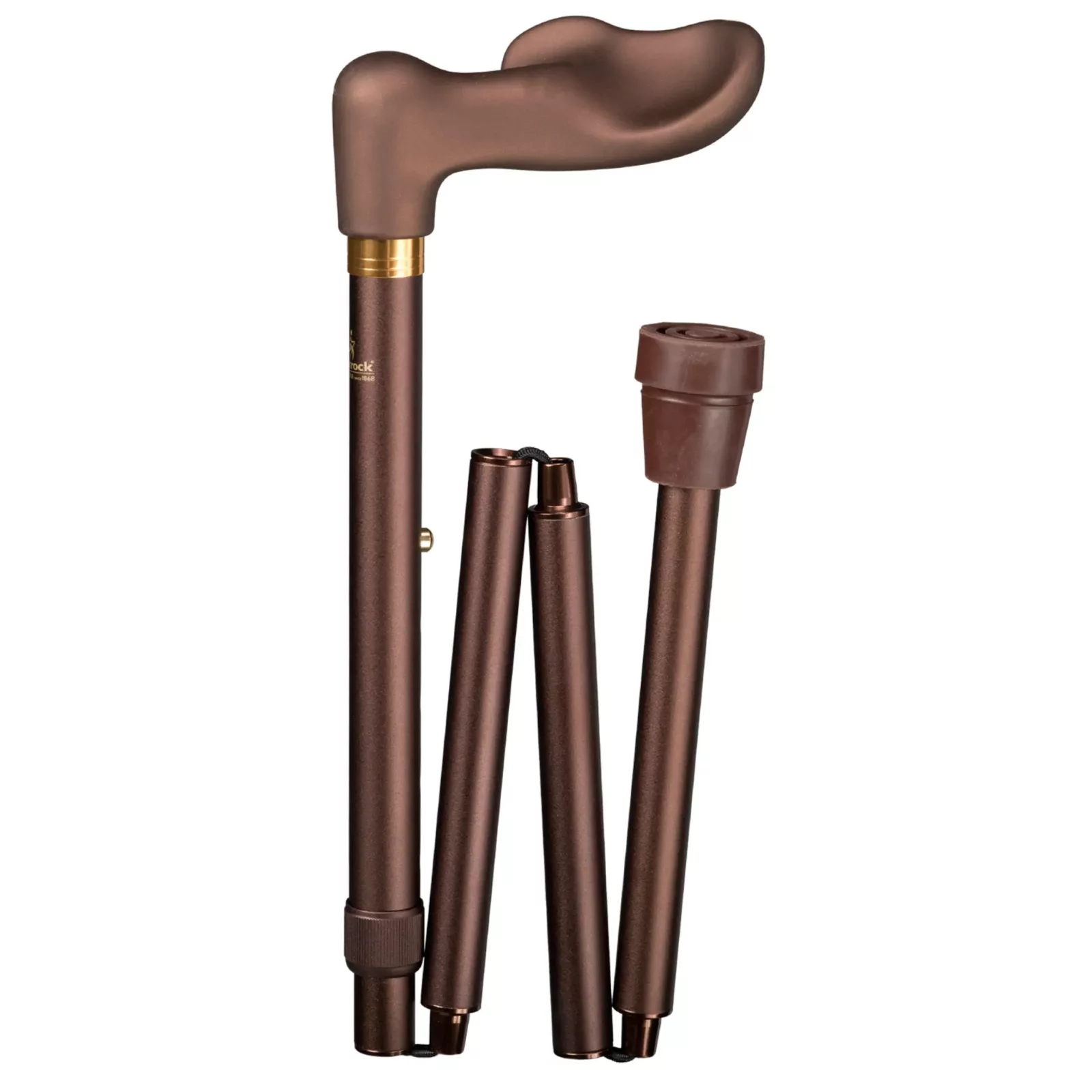 wandelstok ergonomisch opvouwbaar brons soft touch rechts