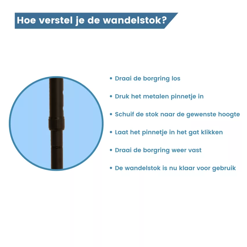 verstellen wandelstok uitschuifbaar