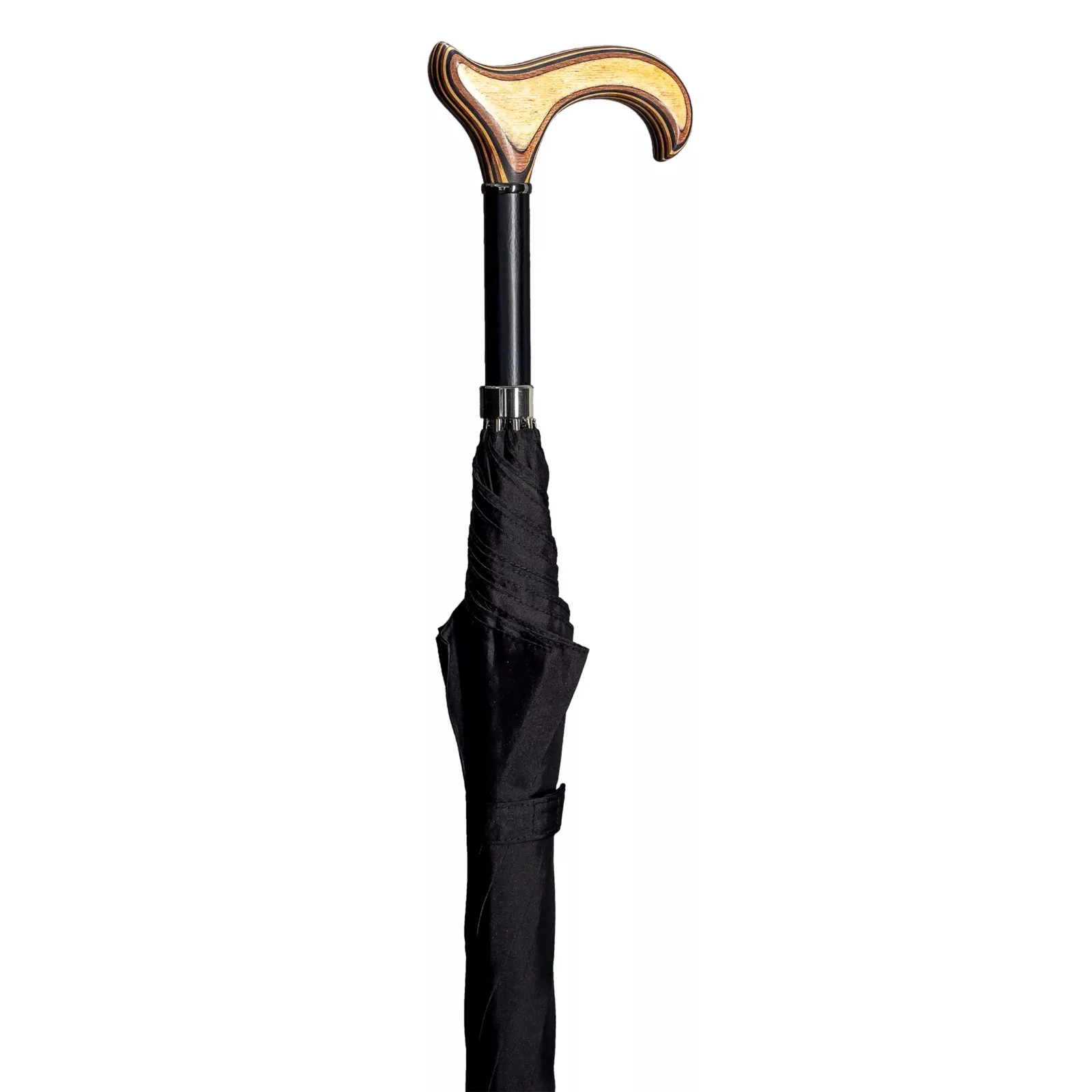 wandelstok paraplu 92 cm zwart berkenhout met derby handvat
