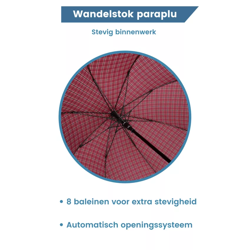 binnenwerk wandelstok met paraplu rood wit
