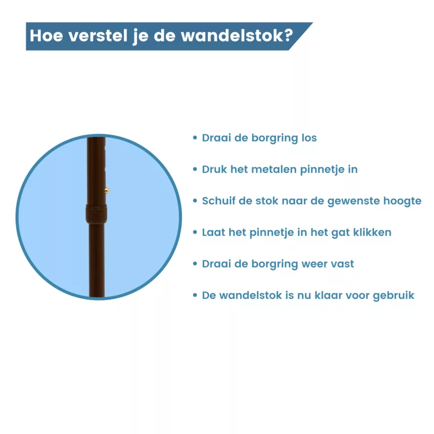 hoe verstel je deze wandelstok?