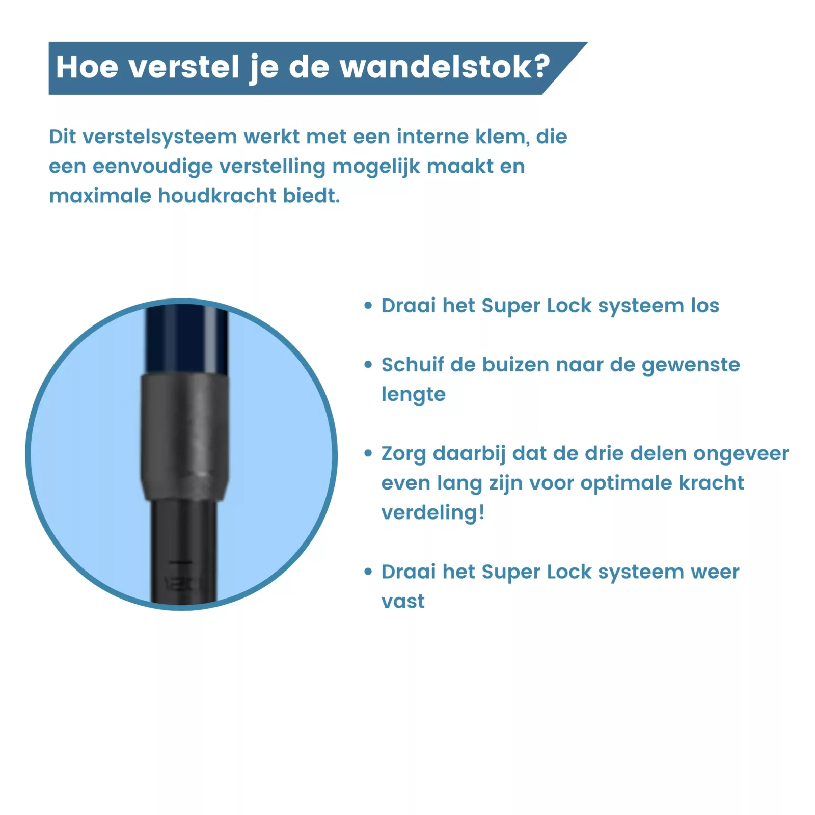 hoe verstel je deze wandelstok