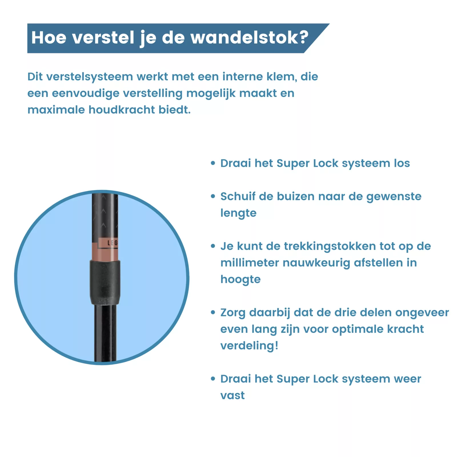 hikestokken super micro verstelsysteem