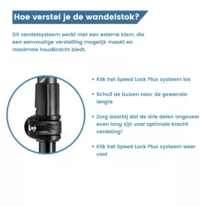 hoe verstel je de wandelstok?