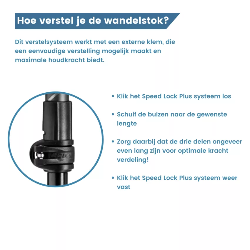 hoe verstel je de wandelstok?