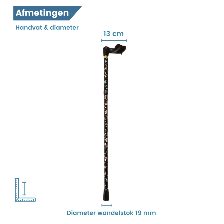 diameter wandelstok ergonomisch bloemen