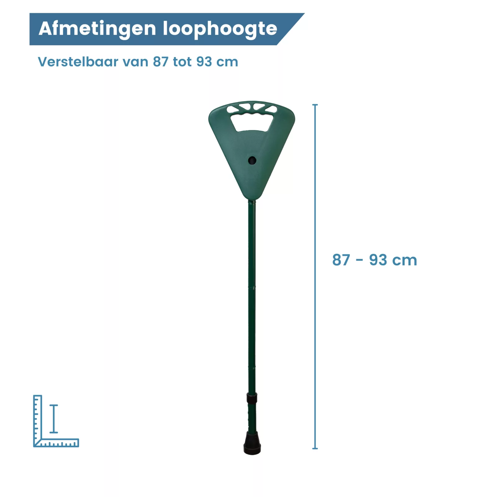 opvouwbare wandelstok met zitje groen afmetingen