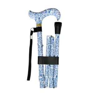 opvouwbare wandelstok wit met lichtblauw