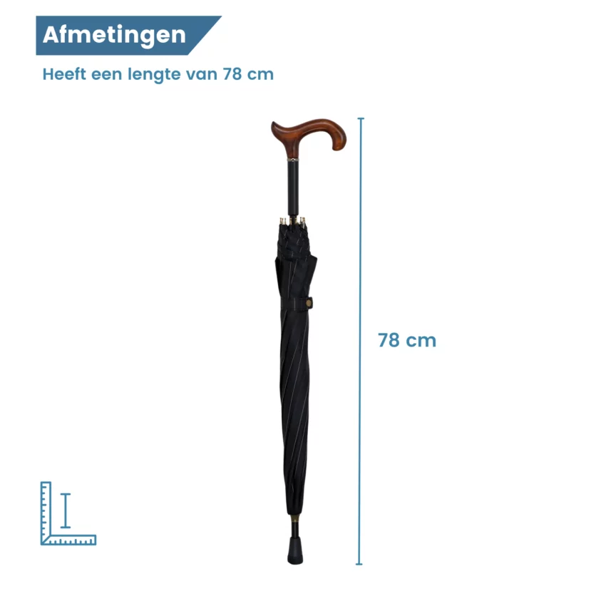 donkergrijze paraplu wandelstok afmetingen