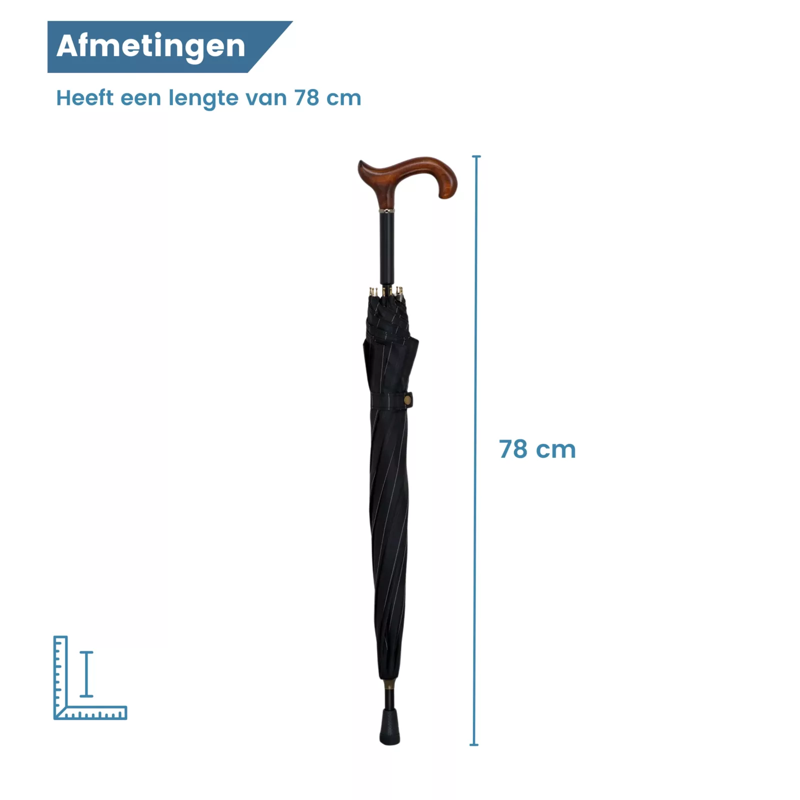 donkergrijze paraplu wandelstok afmetingen