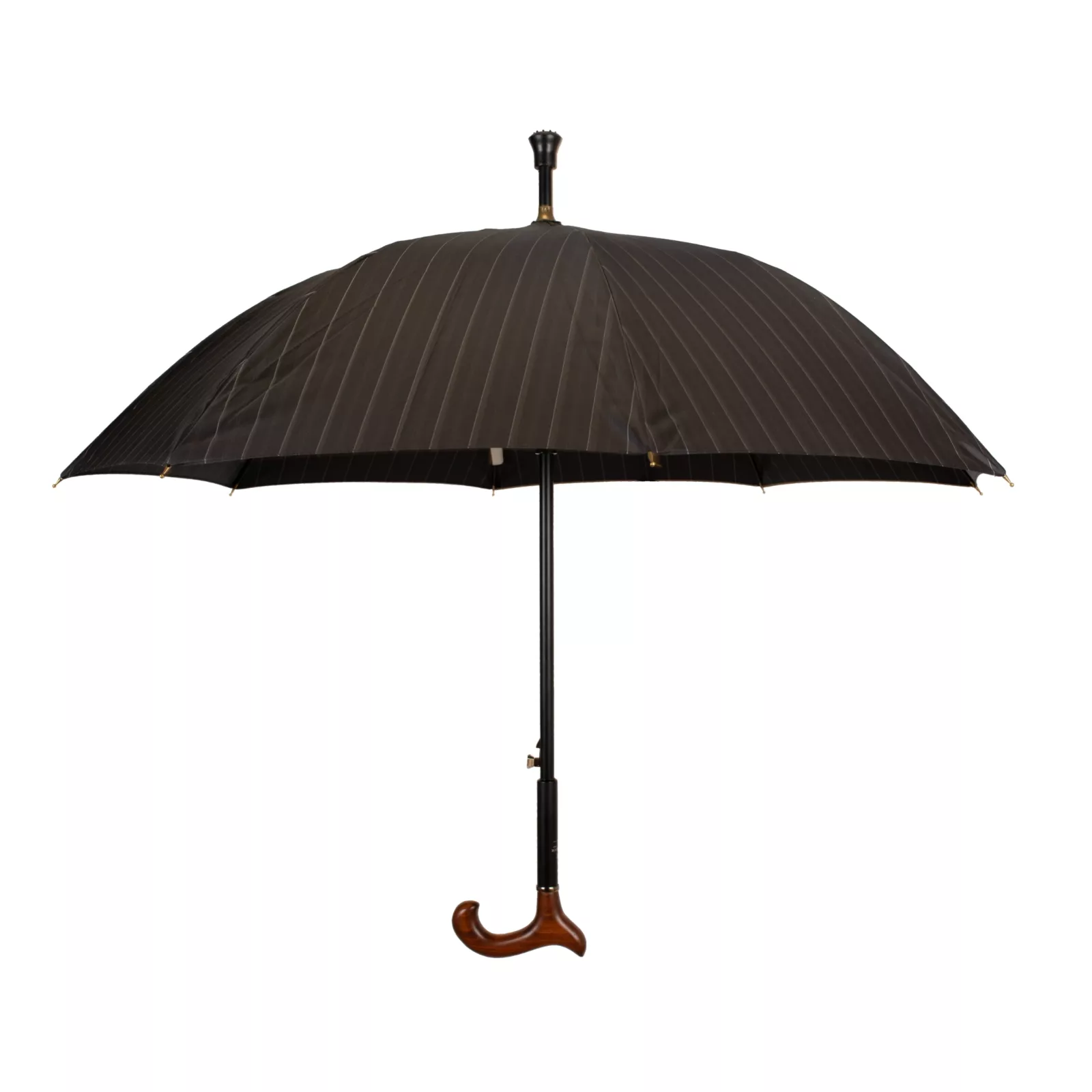wandelstok paraplu 78 cm lang donkergrijs uitgeklapt