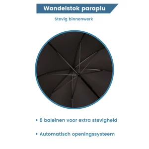 binnenwerk paraplu wandelstok zwart
