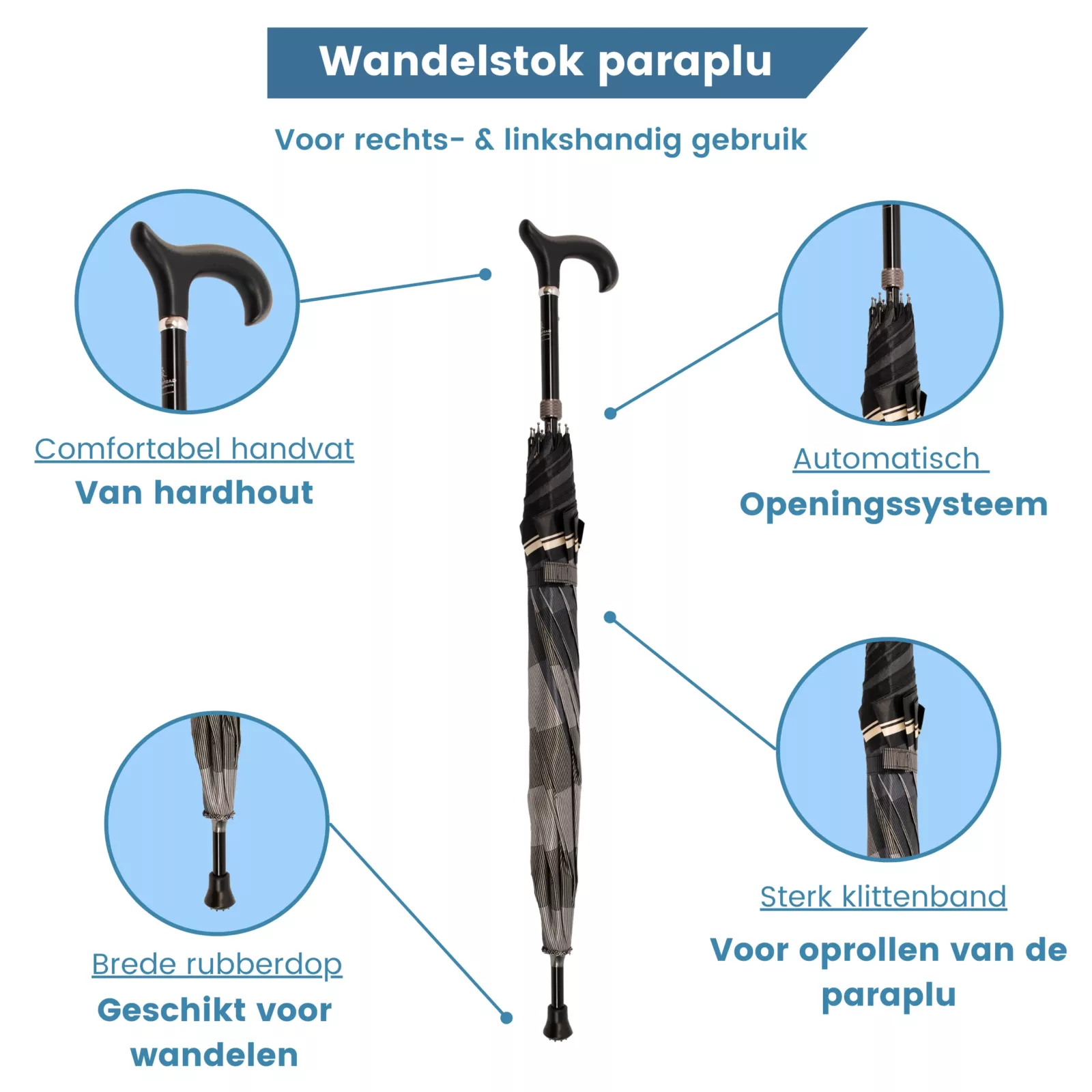 wandelstok paraplu italiaanse satijn stof usp